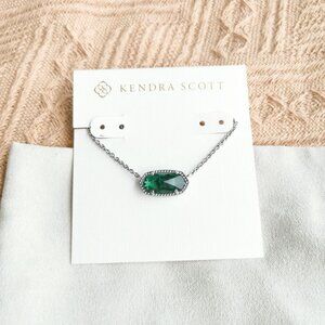 Kendra Scott - Elisa Green Cat's Eye Necklace Silver
